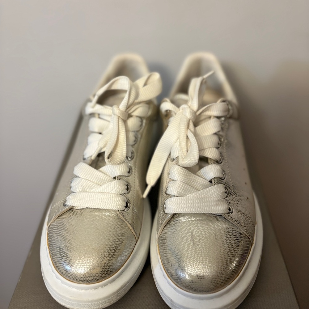 Alexander McQueen Silver and White Women's Sneakers